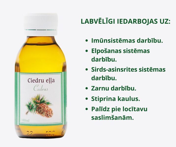 Ciedru riekstu eļļa, 100 ml.