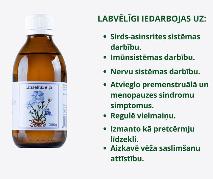 Linsēklu eļļa, 200 ml. 